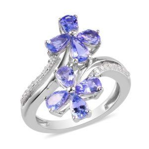 Tanzanite Floral Bypass Ring